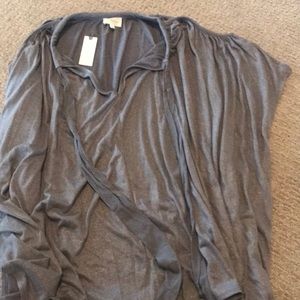 Anthropologie Grey Sparkle Loose Fit Top, M/L